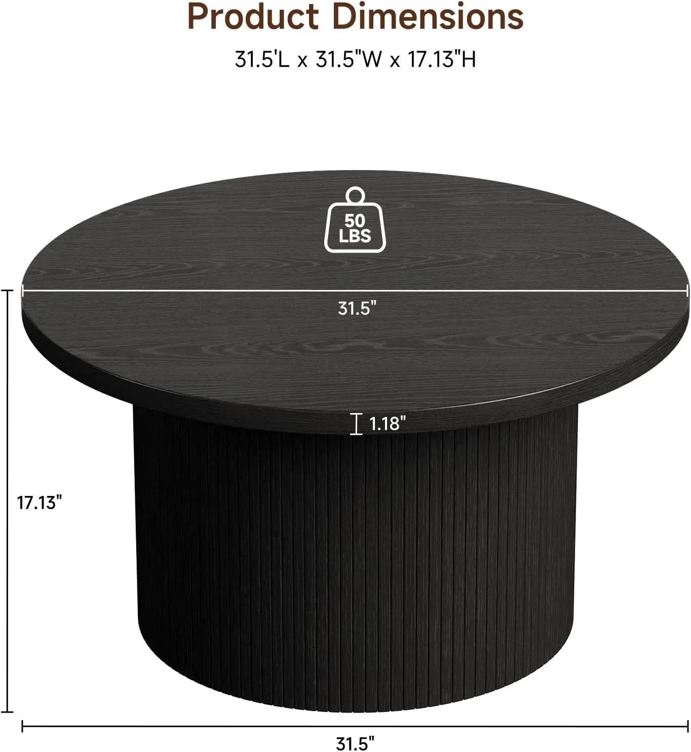 Modus Living Tambour Modern Fluted Coffee Table