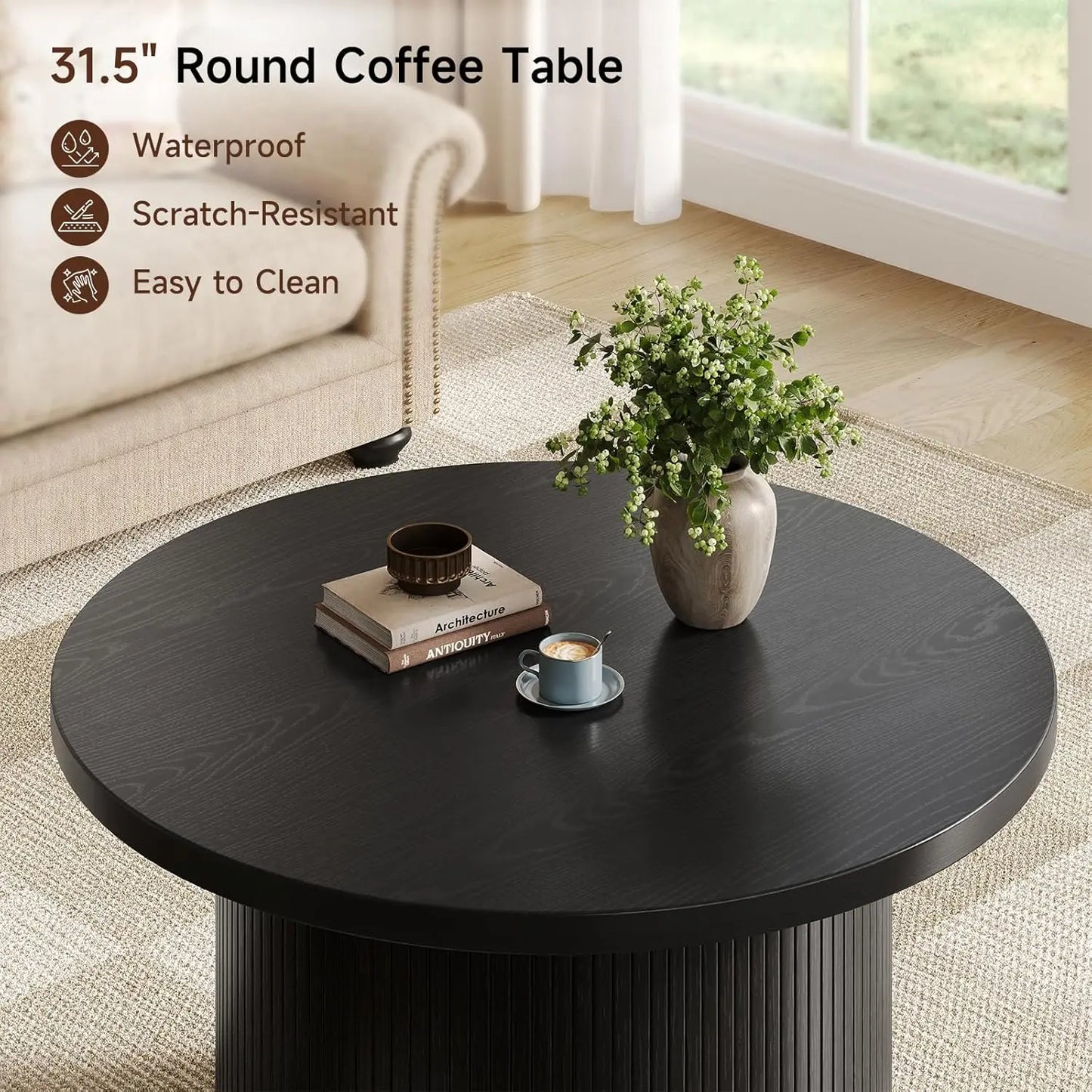 Modus Living Tambour Modern Fluted Coffee Table